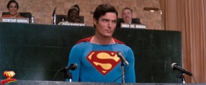 Superman speaks at the United Nations in Superman IV.