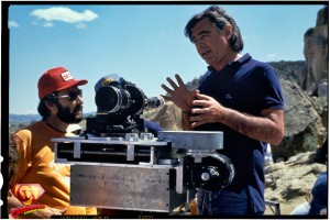 Director Richard Donner and crew in Gallup, New Mexico, June 1978, filming scenes for Superman-The Movie.