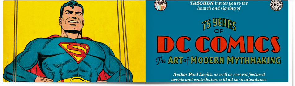 “75 Years of DC Comics: The Art of Modern Mythmaking” Launch Party Invitation.