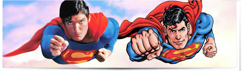Christopher Reeve as Superman and Superman created by Jose Garcia-Lopez.