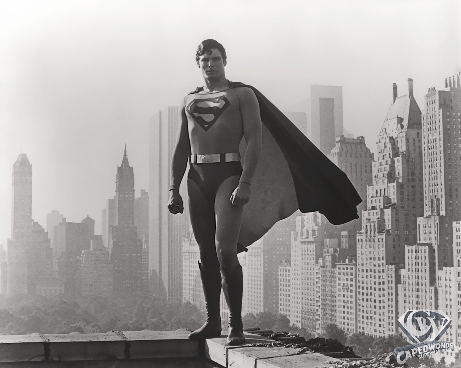 CW-STM-cape-blowing-Hotel-Mayflower-rooftop-NYC-pose-B&W CW-STM-cape-blowing-Hotel-Mayflower-rooftop-NYC-pose-B&W